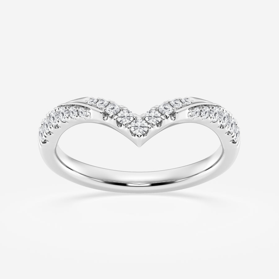 Round Cut Moissanite Diamond Ribbon Curve Sterling Silver Band Ring