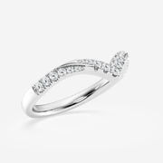 Round Cut Moissanite Diamond Ribbon Curve Sterling Silver Band Ring