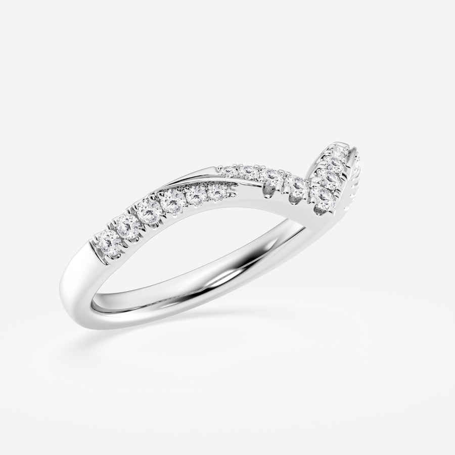 Round Cut Moissanite Diamond Ribbon Curve Sterling Silver Band Ring