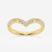 Round Cut Moissanite Diamond Ribbon Curve Sterling Silver Band Ring