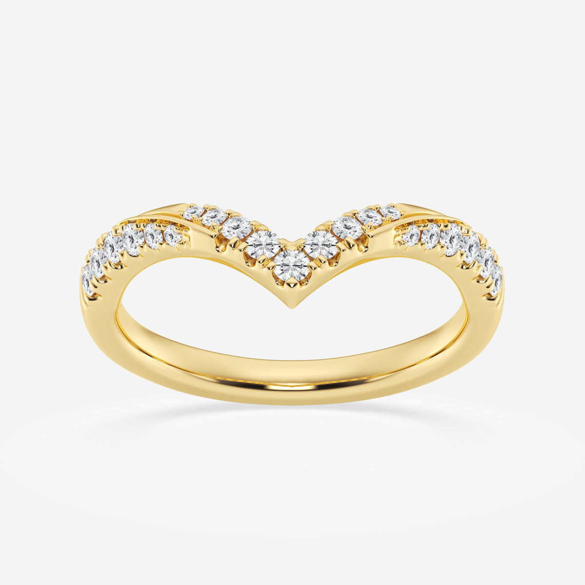 Round Cut Moissanite Diamond Ribbon Curve Sterling Silver Band Ring