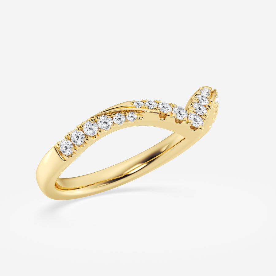 Round Cut Moissanite Diamond Ribbon Curve Sterling Silver Band Ring