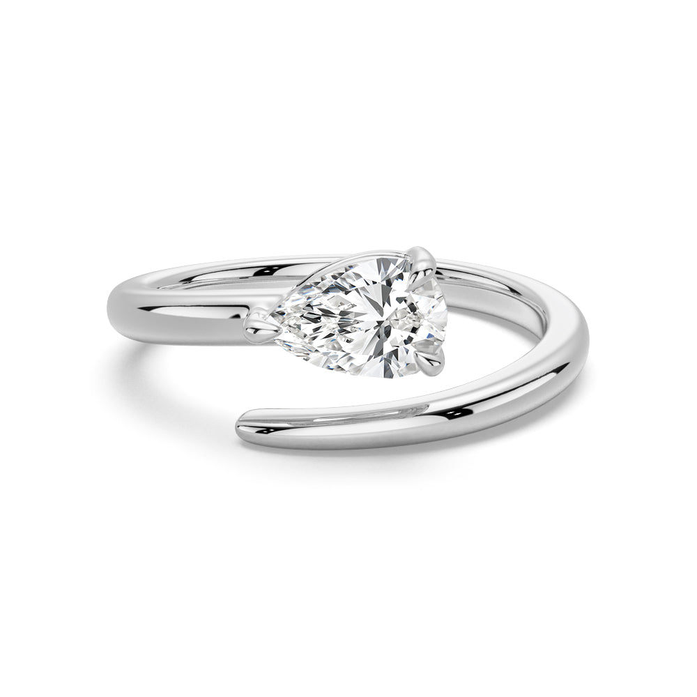 Pear Cut Moissanite Diamond East-West 14K Gold Ring
