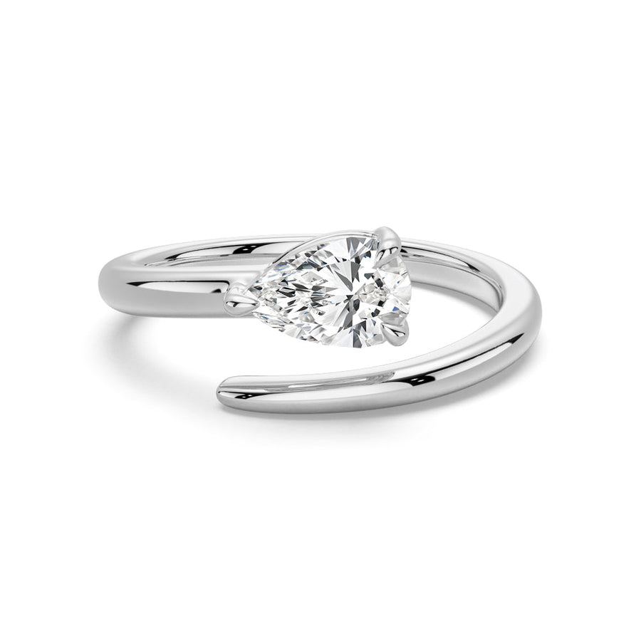 Pear Cut Moissanite Diamond East-West 14K Gold Ring