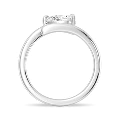 Pear Cut Moissanite Diamond East-West Sterling Silver Ring