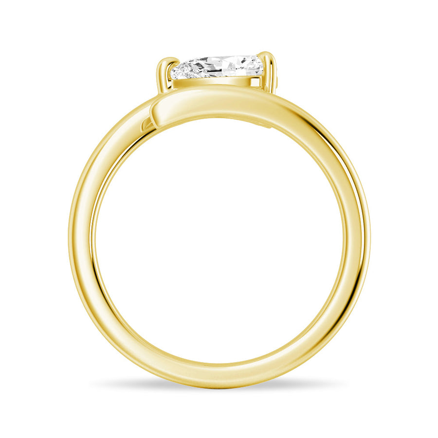 Pear Cut Moissanite Diamond East-West 14K Gold Ring