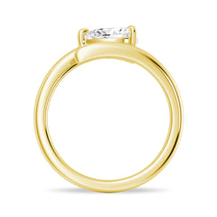 Pear Cut Moissanite Diamond East-West Sterling Silver Ring