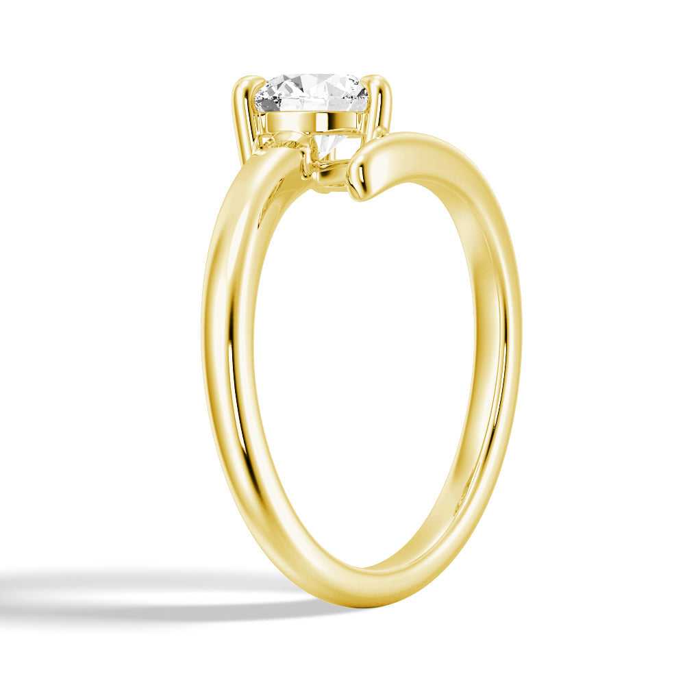 Round Cut Moissanite Diamond Solitaire 14K Gold Ring