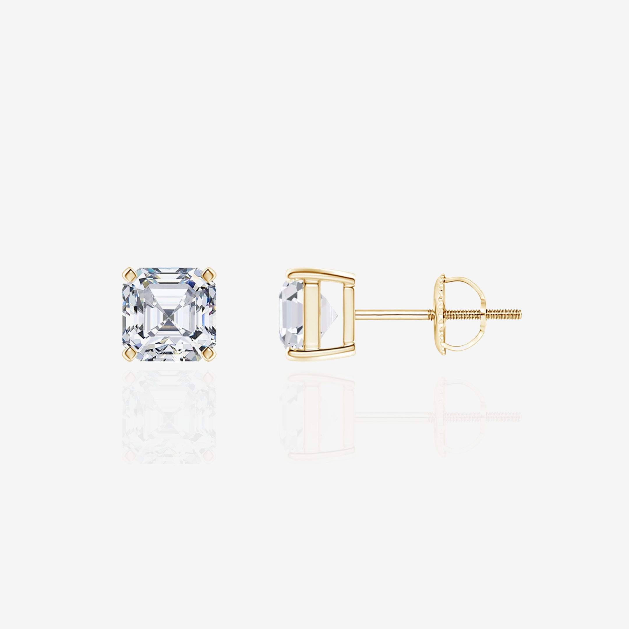 Buy Asscher Cut Moissanite Diamond Stud 18k Gold Earrings