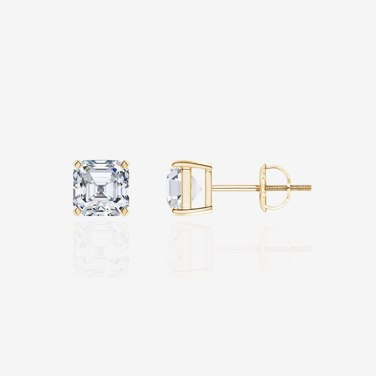 Buy Asscher Cut Moissanite Diamond Stud 18k Gold Earrings