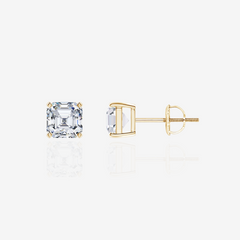 Buy Asscher Cut Moissanite Diamond Stud 18k Gold Earrings