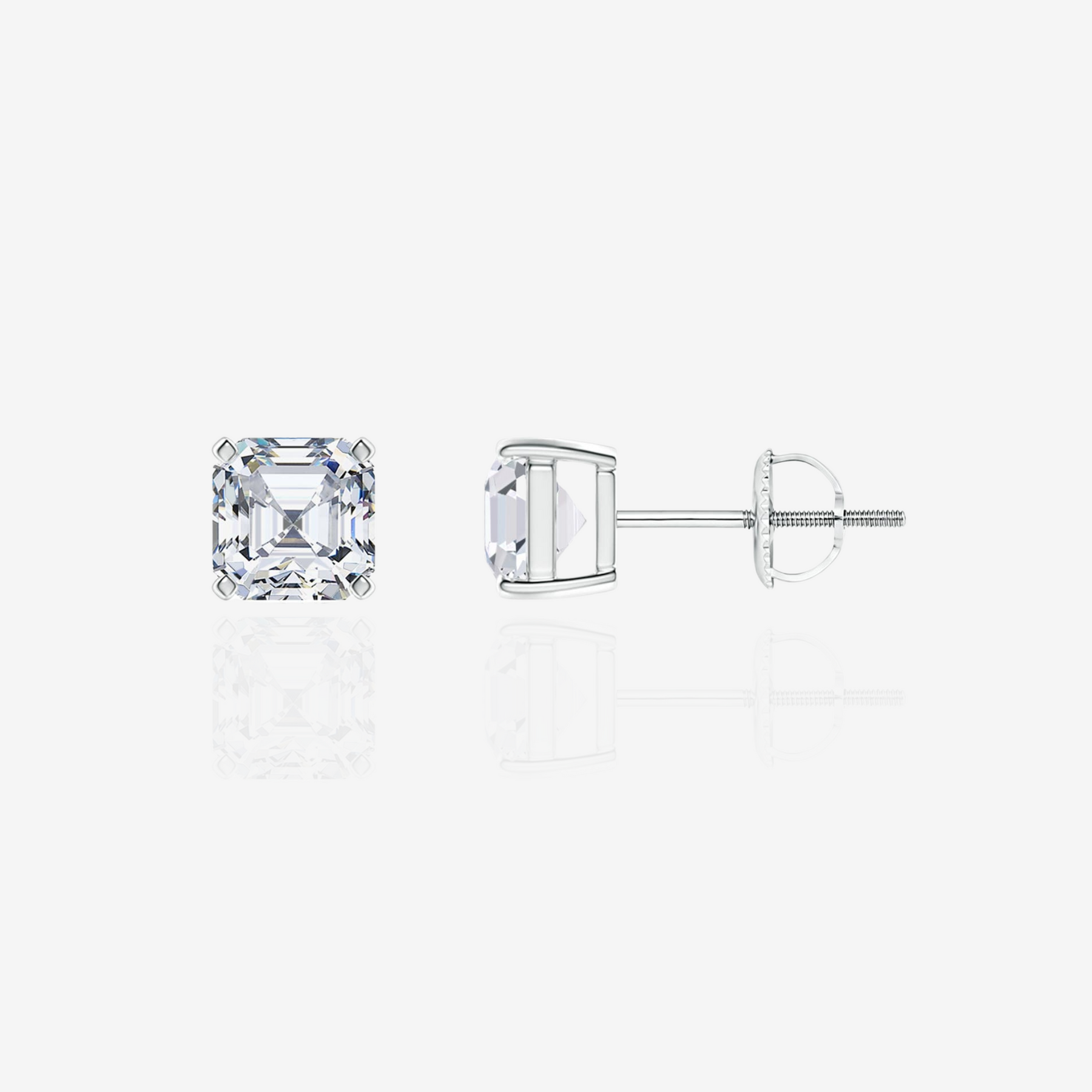 Buy Caratbazaar Asscher Cut Moissanite Diamond Stud Sterling Silver Earrings
