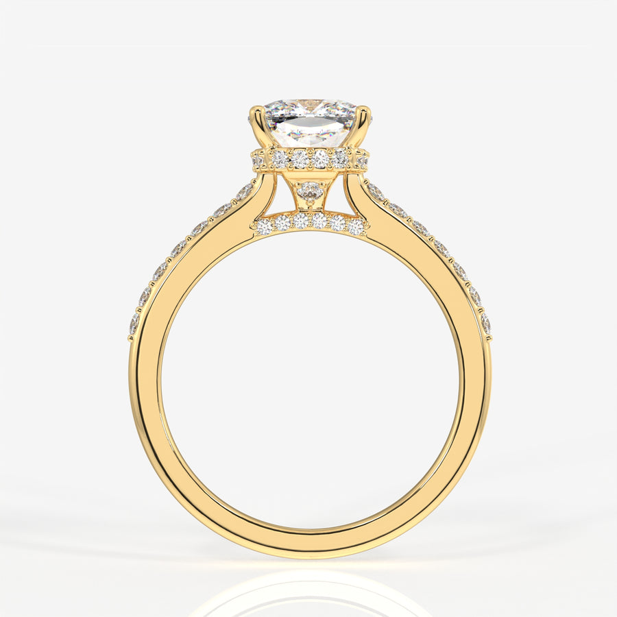 Buy Caratbazaar Cushion Cut Moissanite Diamond Hidden Halo 14k Gold Ring