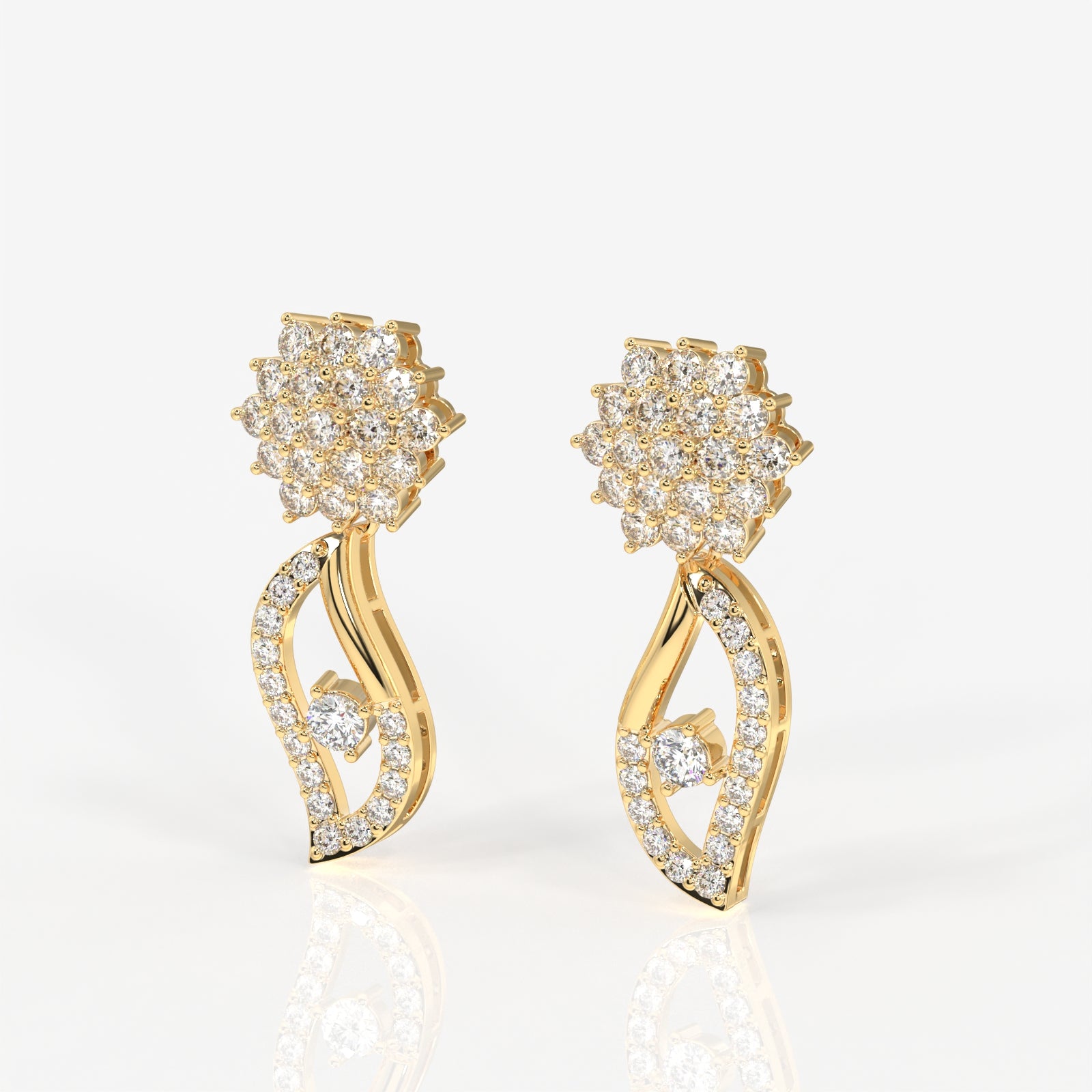 Buy Caratbazaar Elara Lab Grown Diamond Designer 18k Gold Earrings