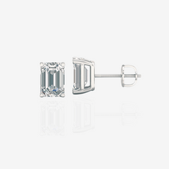 Buy Caratbazaar Emerald Cut Moissanite Diamond Certified Stud Sterling Silver Earrings