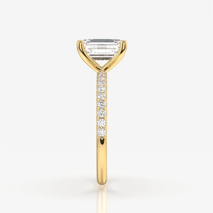 Buy Caratbazaar Emerald Cut Moissanite Diamond Pave Sterling Silver Ring