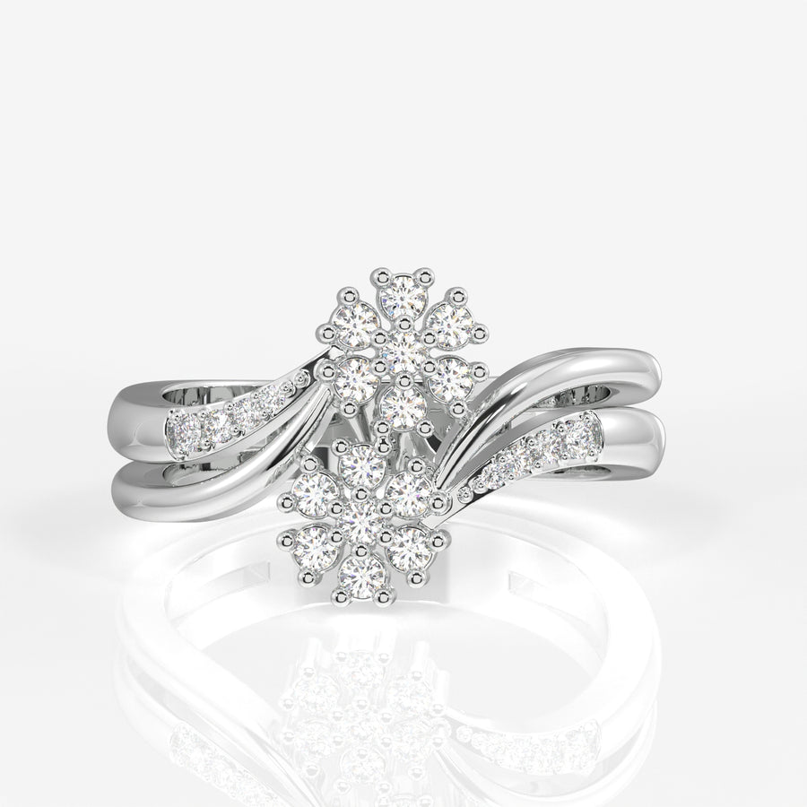 Buy Caratbazaar Floral Duo Lab Grown Diamond 18k Gold Ring