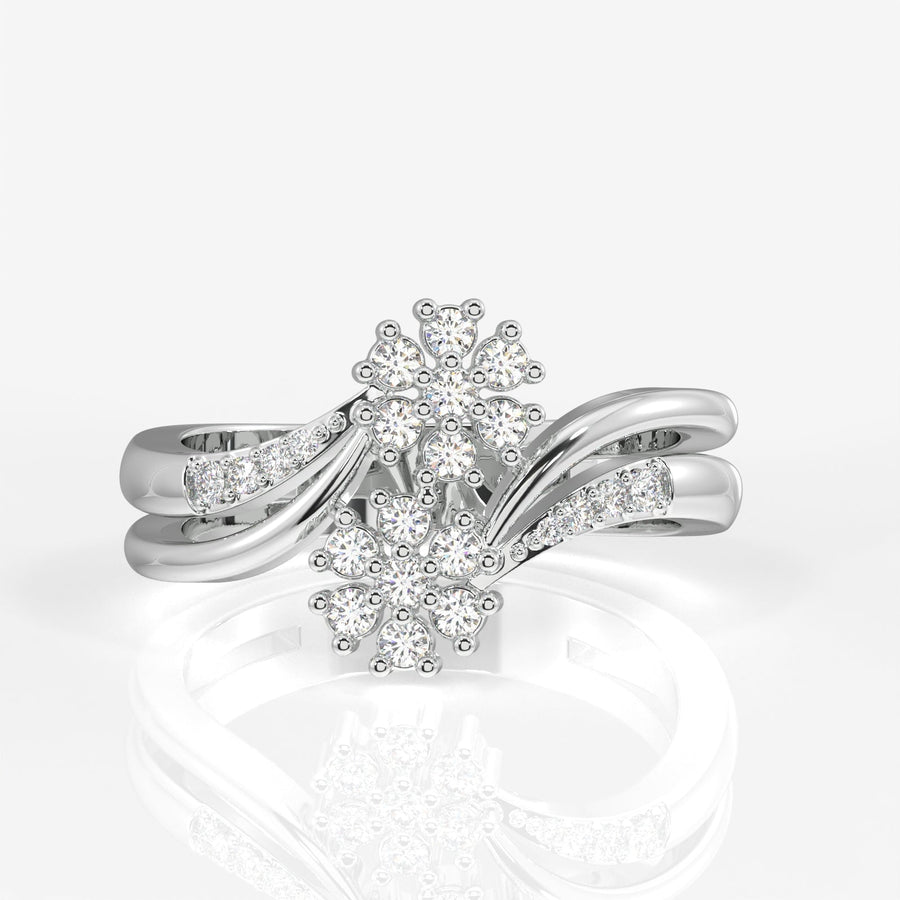 Buy Caratbazaar Floral Duo Lab Grown Diamond 18k Gold Ring