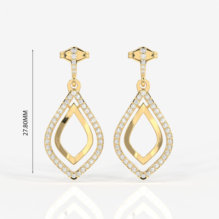 Buy Caratbazaar Luxe Petal Lab Grown Danglers 14k Gold Earrings