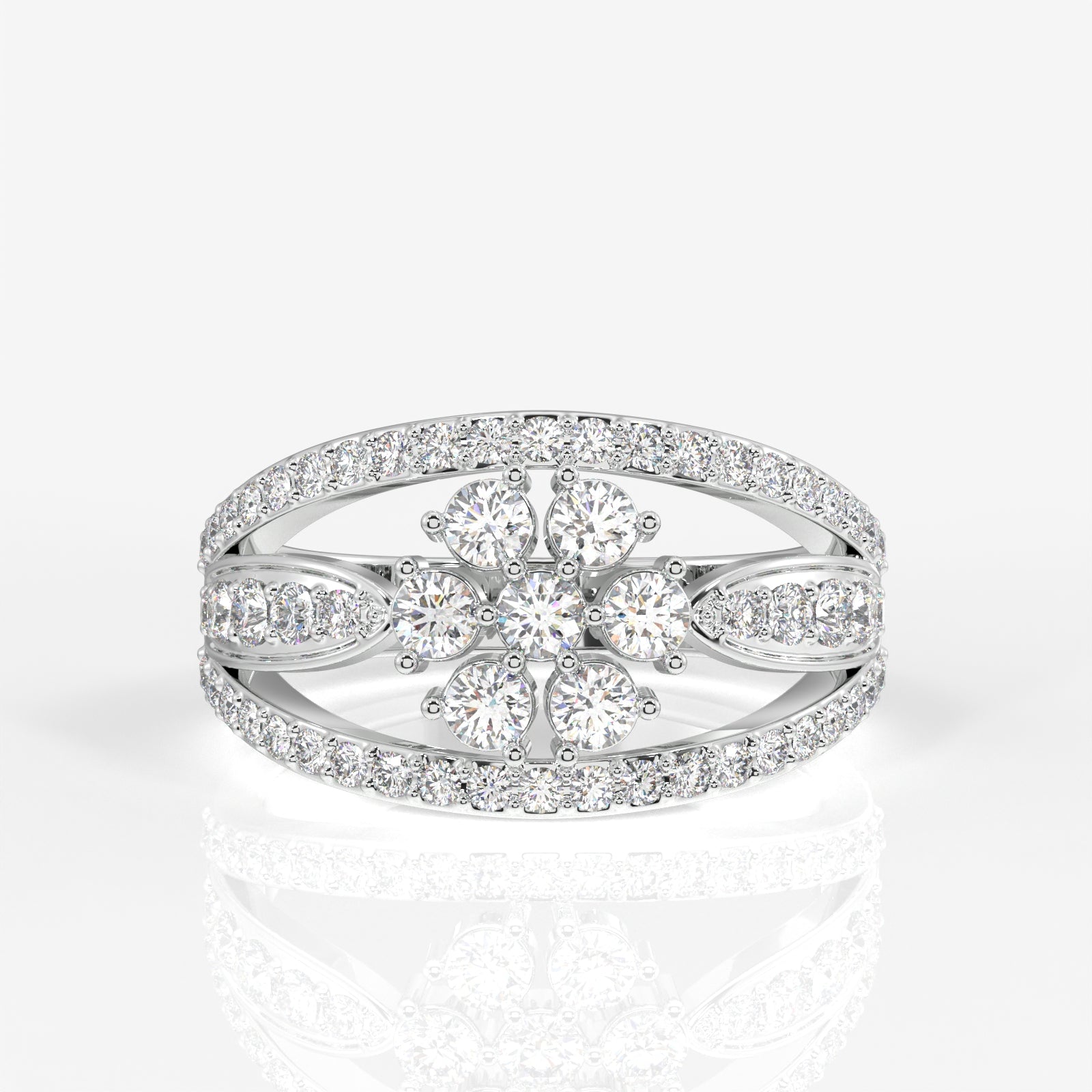 Buy Caratbazaar Majestic Bloom Lab Grown Diamond 18k Gold Ring
