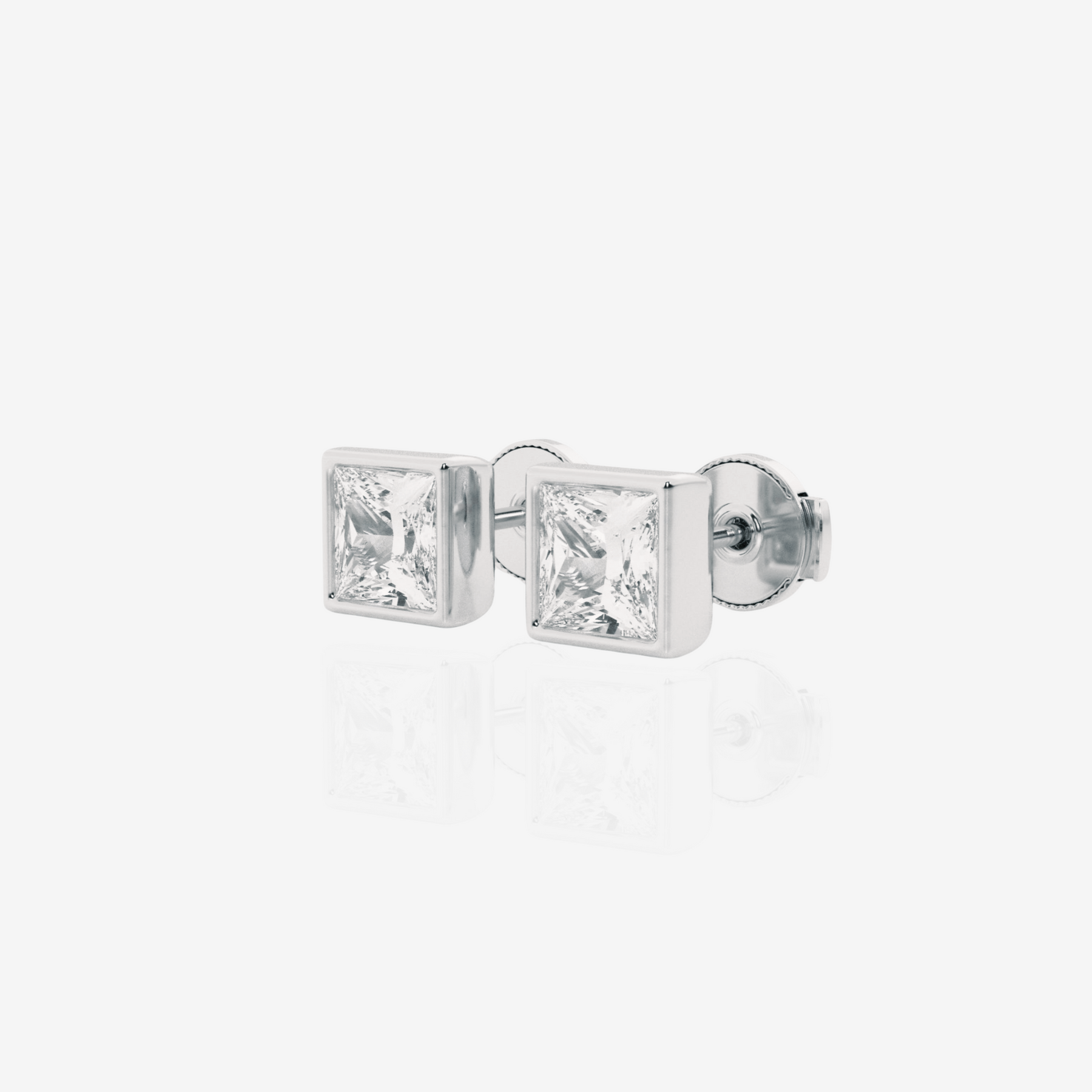 Buy Caratbazaar Princess Cut Lab Grown Diamond Bezel Certified Stud 14k Gold Earrings