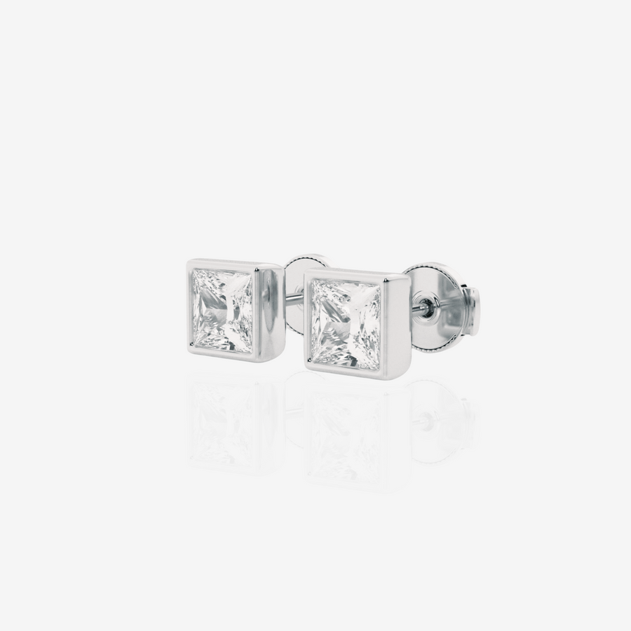 Buy Caratbazaar Princess Cut Lab Grown Diamond Bezel Certified Stud 14k Gold Earrings