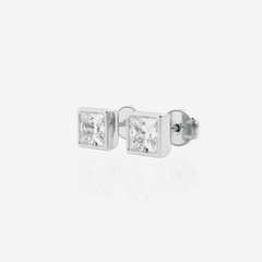 Buy Caratbazaar Princess Cut Lab Grown Diamond Bezel Certified Stud 14k Gold Earrings
