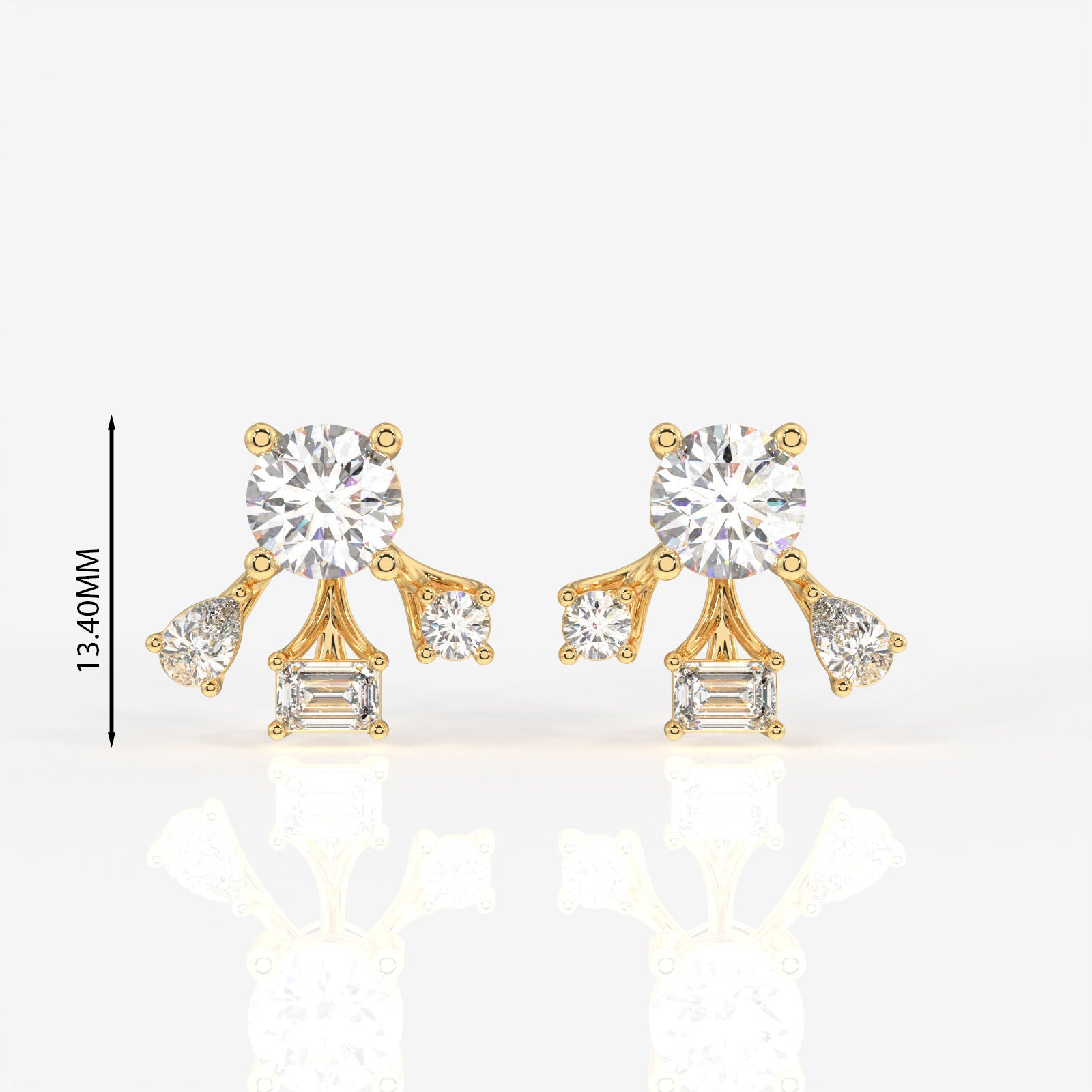 Buy Caratbazaar Radiant Star Lab Grown Stud 14k Gold Earrings