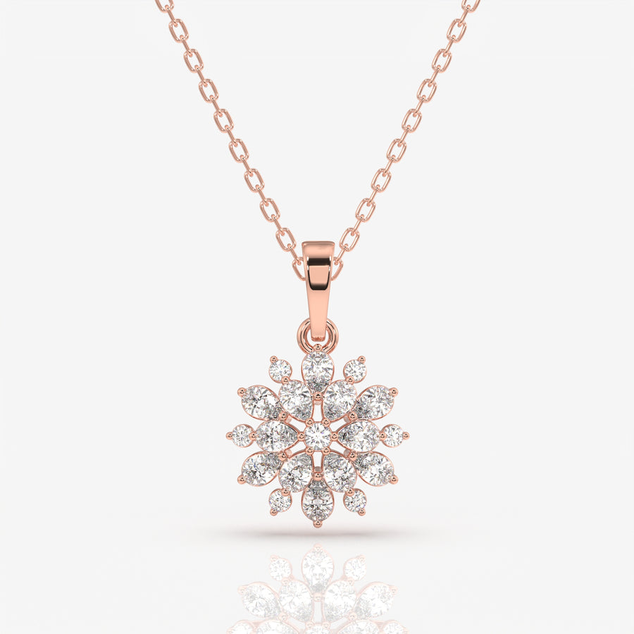 Buy Caratbazaar Round Cut Lab Grown Diamond Petal Essence Fashion 14k Gold Pendant