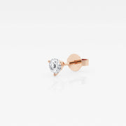 Buy Caratbazaar Round Cut Lab Grown Diamond Three Prong Single Stud 14k Gold Earring