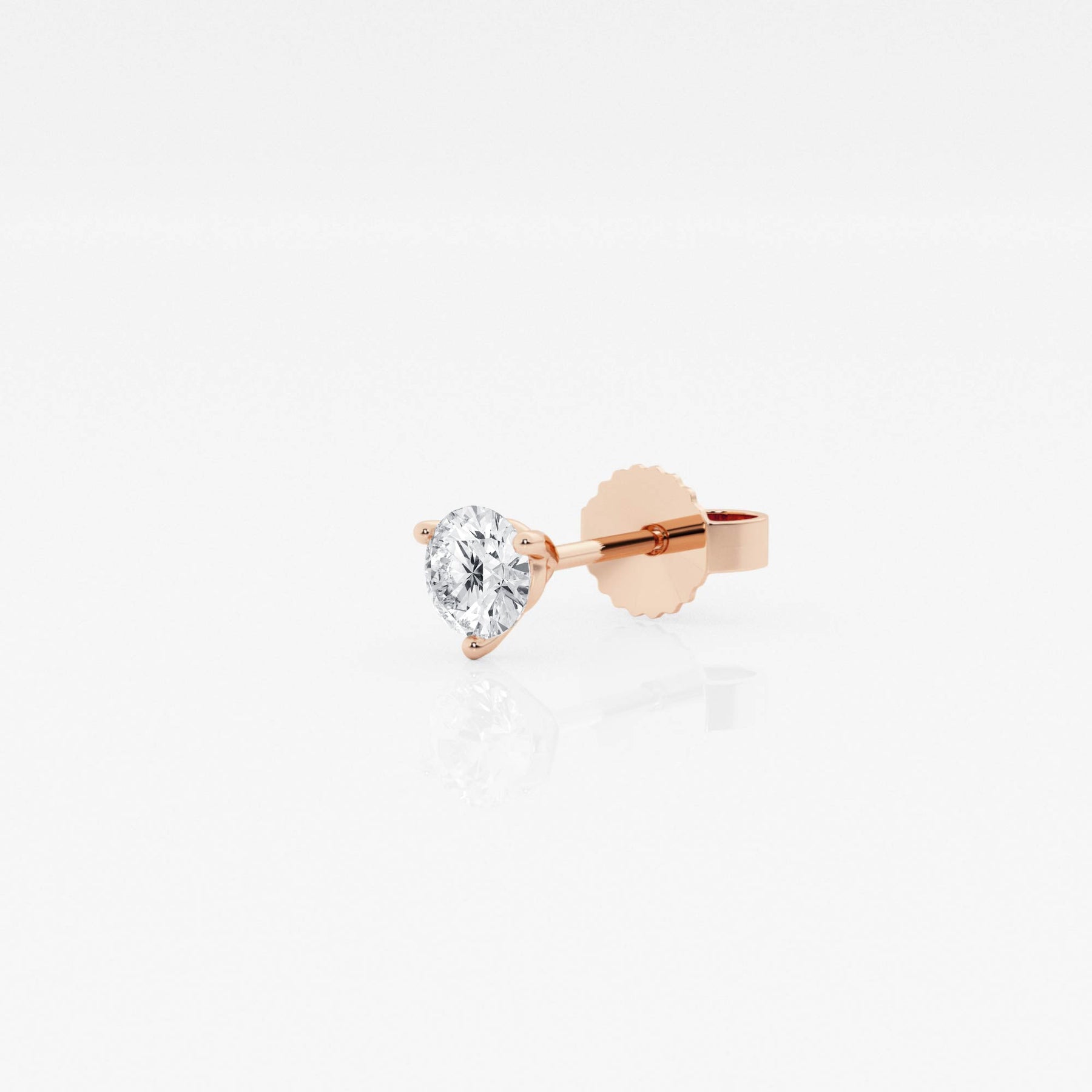 Buy Caratbazaar Round Cut Lab Grown Diamond Three Prong Single Stud 14k Gold Earring