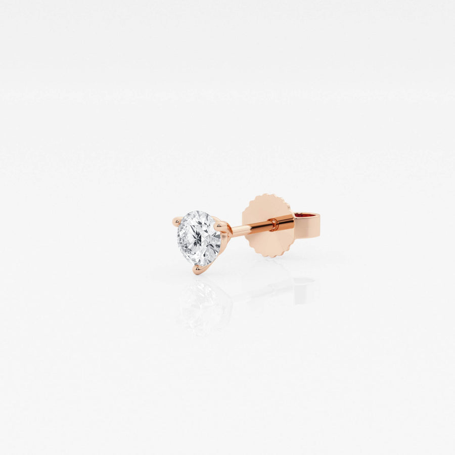 Buy Caratbazaar Round Cut Lab Grown Diamond Three Prong Single Stud 14k Gold Earring