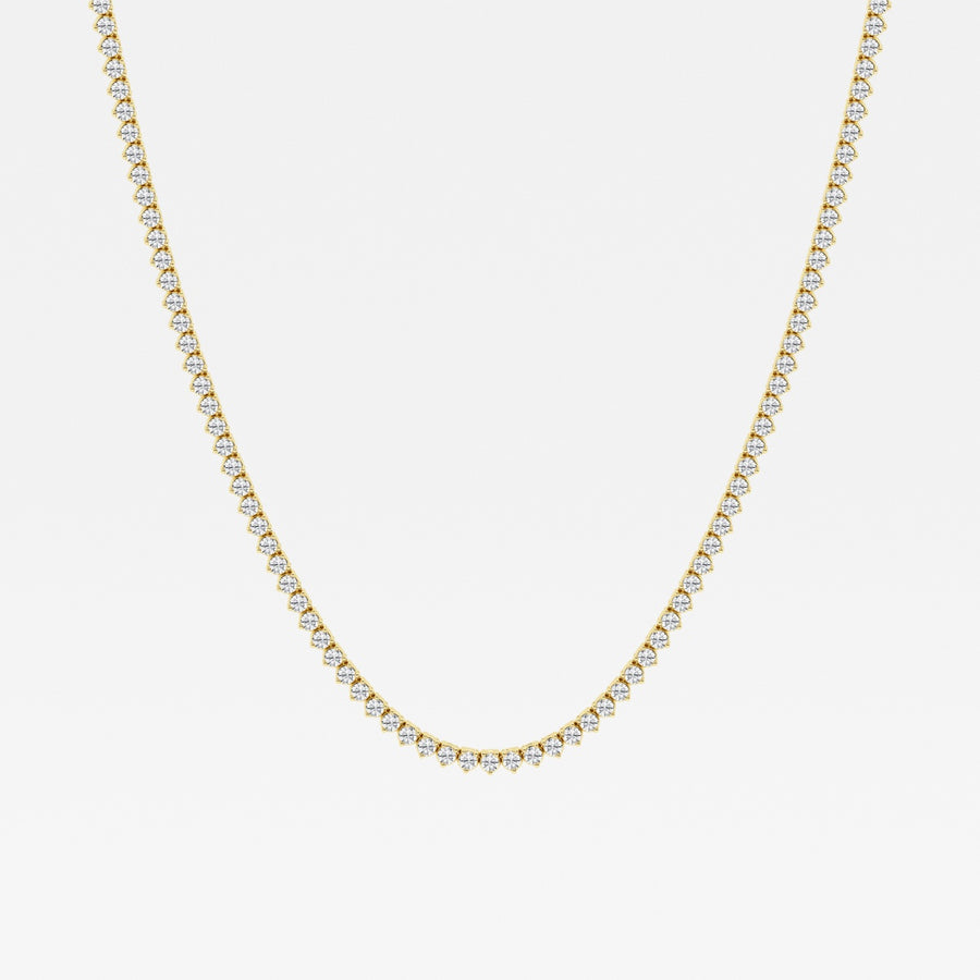 Buy Caratbazaar Round Cut Lab Grown Diamond Three Prong Tennis 14K Gold Necklace
