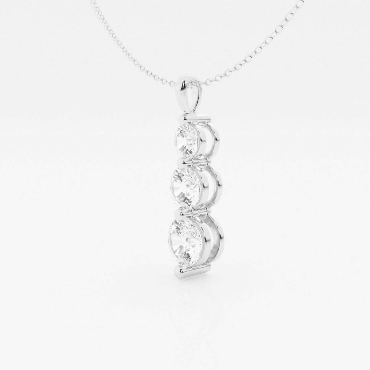 Buy Carabazaar Round Cut Lab Grown Diamond Three Stone Fashion 14k Gold Pendant