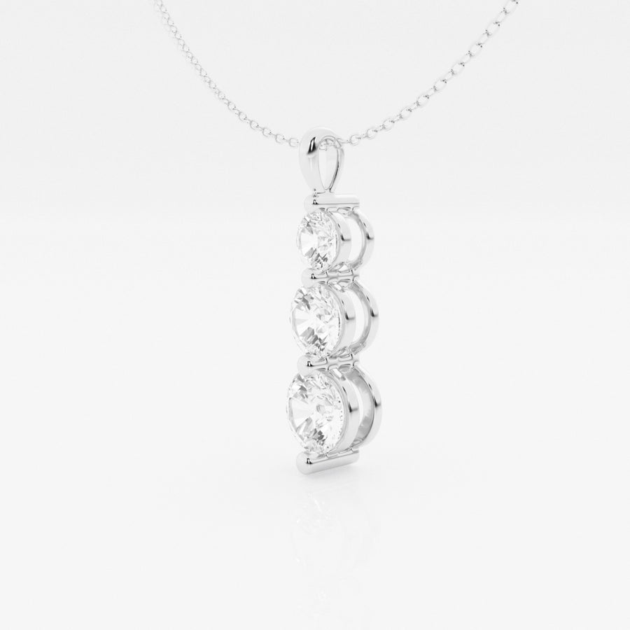 Buy Carabazaar Round Cut Lab Grown Diamond Three Stone Fashion 14k Gold Pendant