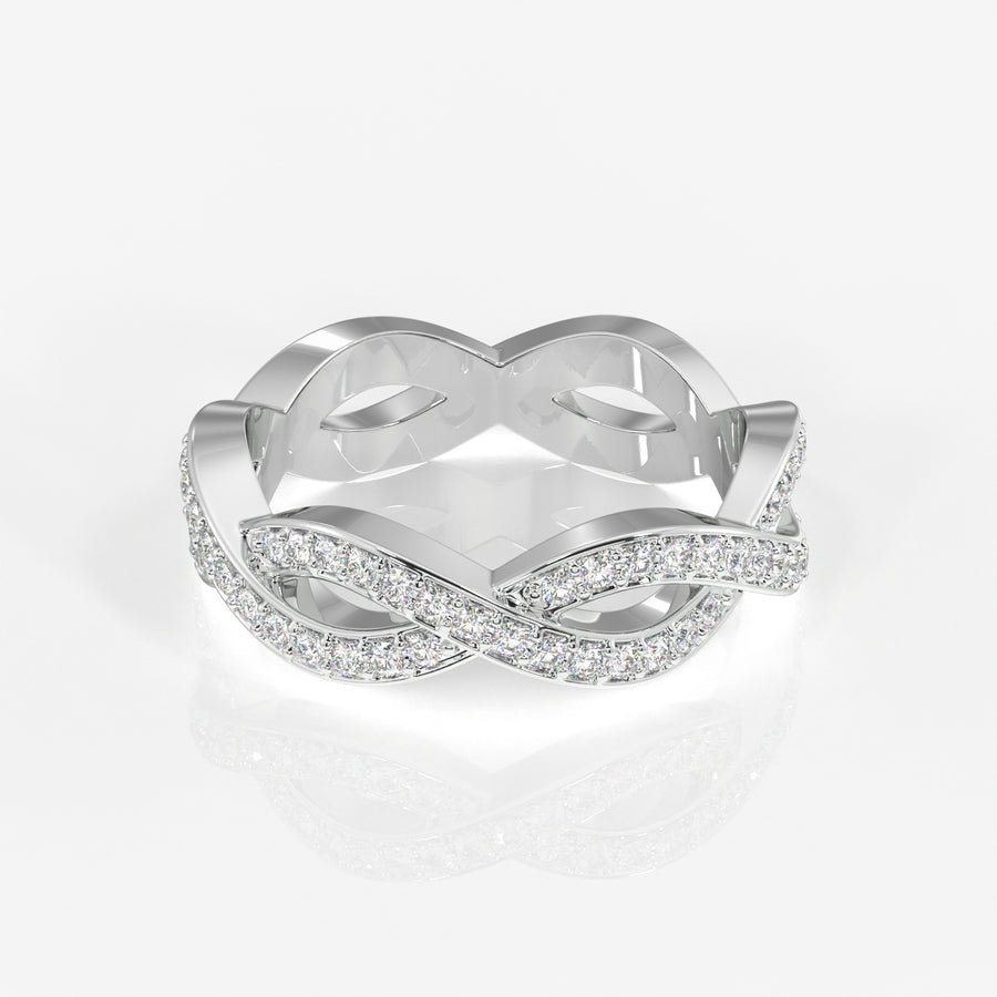 Buy Caratbazaar Round Cut Moissanite Diamond twisted Eternity Sterling Silver Band