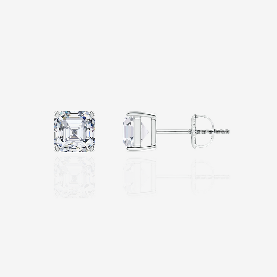 Buy Certified Asscher Cut Moissanite Diamond Stud 18k Gold Earrings