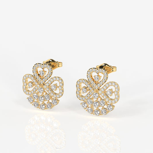 Buy Clover Charm Moissanite Stud 14k Gold Earrings