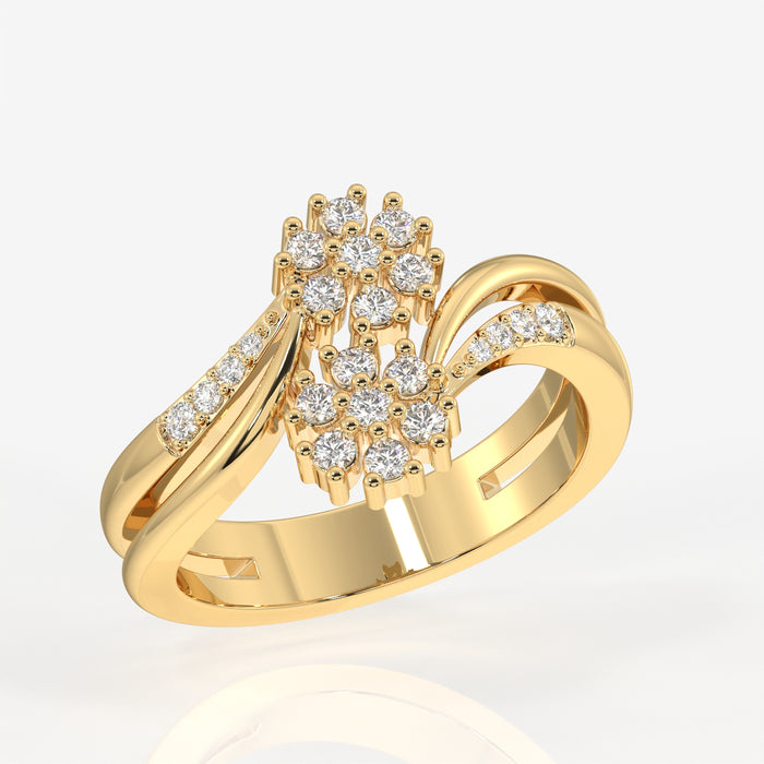 Buy Floral Duo Lab Grown Diamond 18k Gold Ring