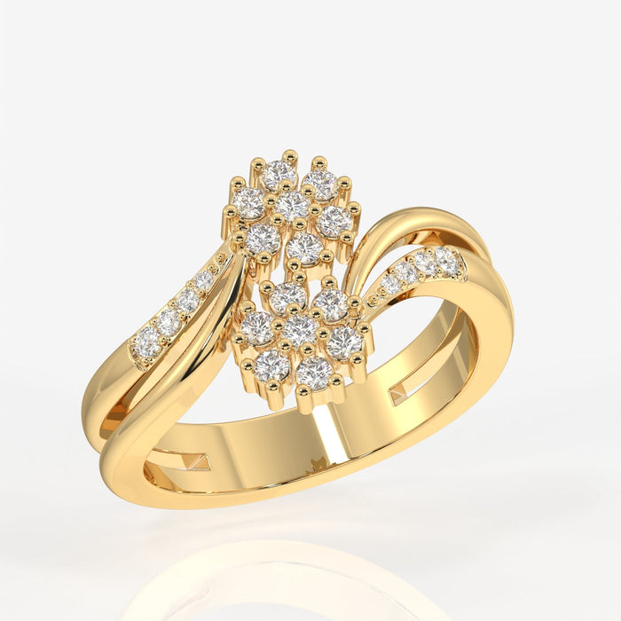 Buy Floral Duo Lab Grown Diamond 18k Gold Ring
