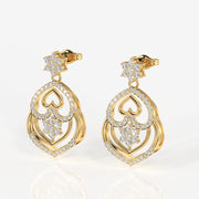 Buy Heart Bloom Lab Grown Danglers 14k Gold Earrings