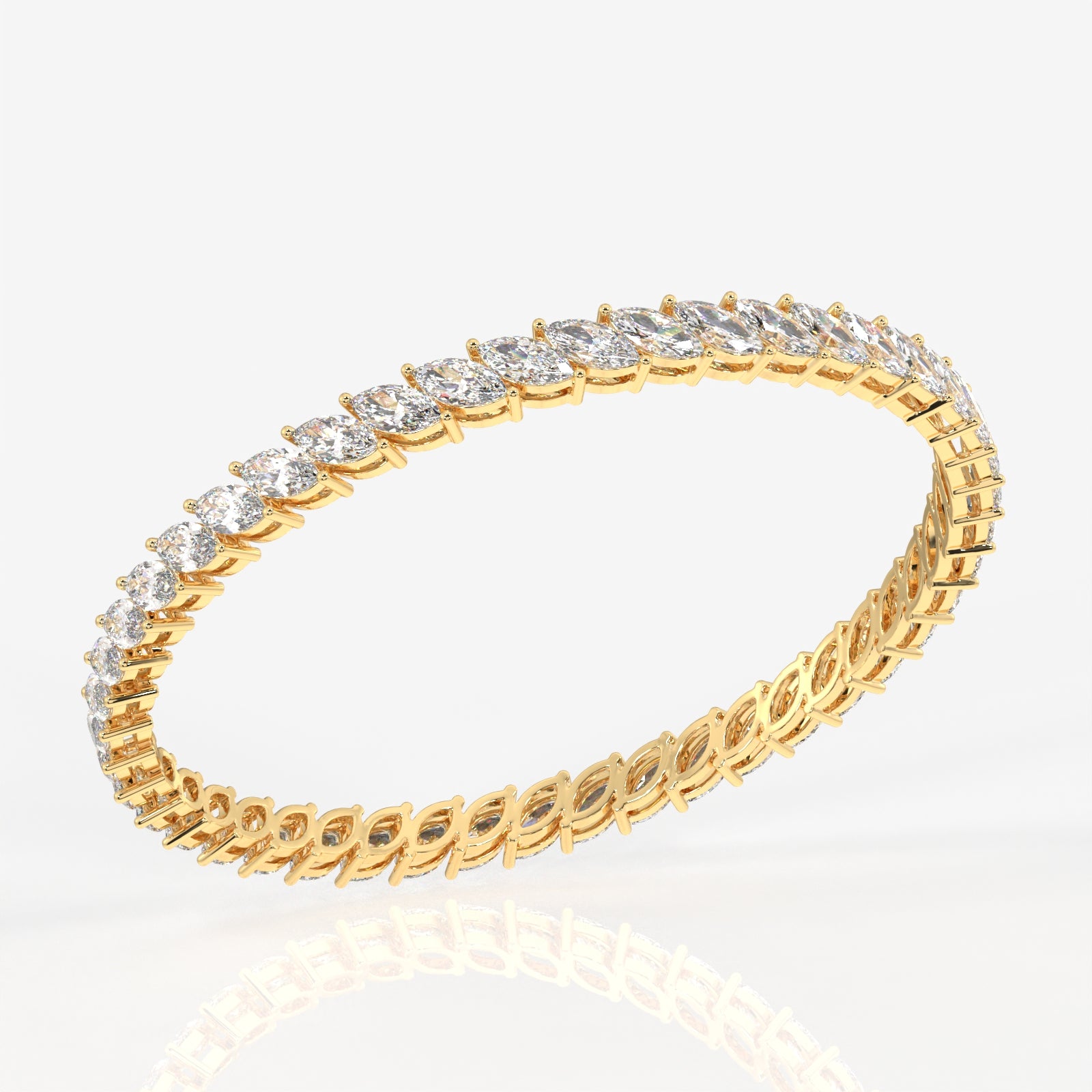 Buy Marquise Cut Lab Grown Diamond 14K Gold Bangle