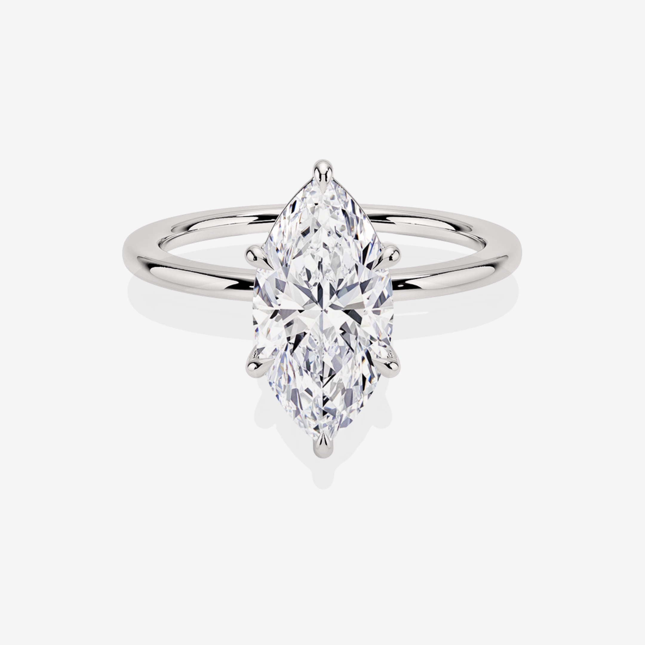 Buy Marquise Cut Moissanite Diamond Petite Solitaire Engagement Sterling Silver Ring