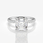 Buy Premium Asscher Cut Moissanite Diamond Pave 14k Gold Ring