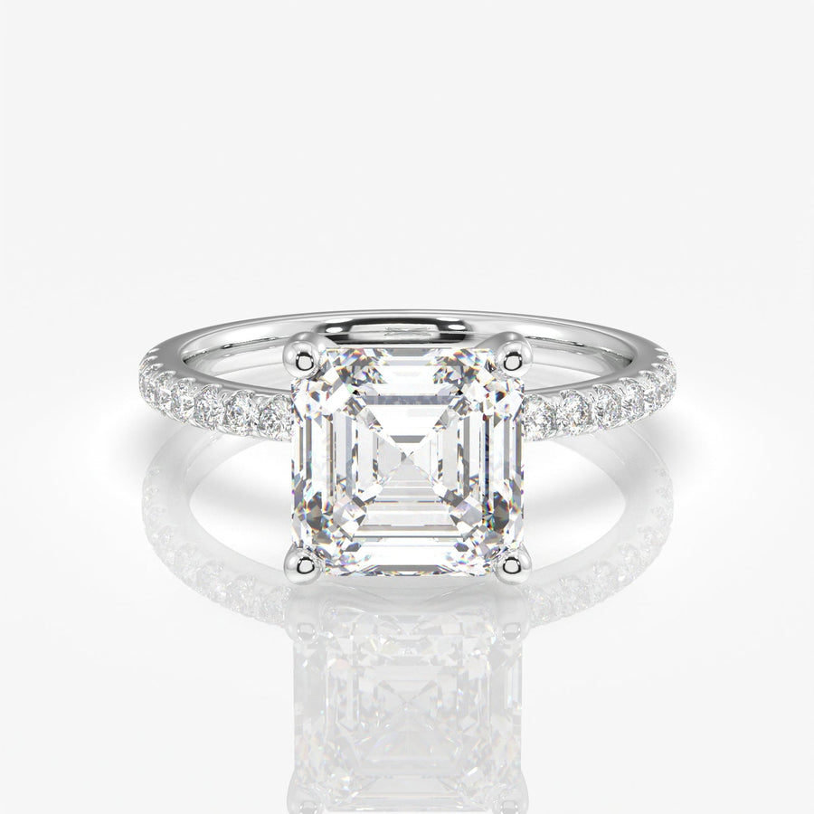 Buy Premium Asscher Cut Moissanite Diamond Pave 14k Gold Ring