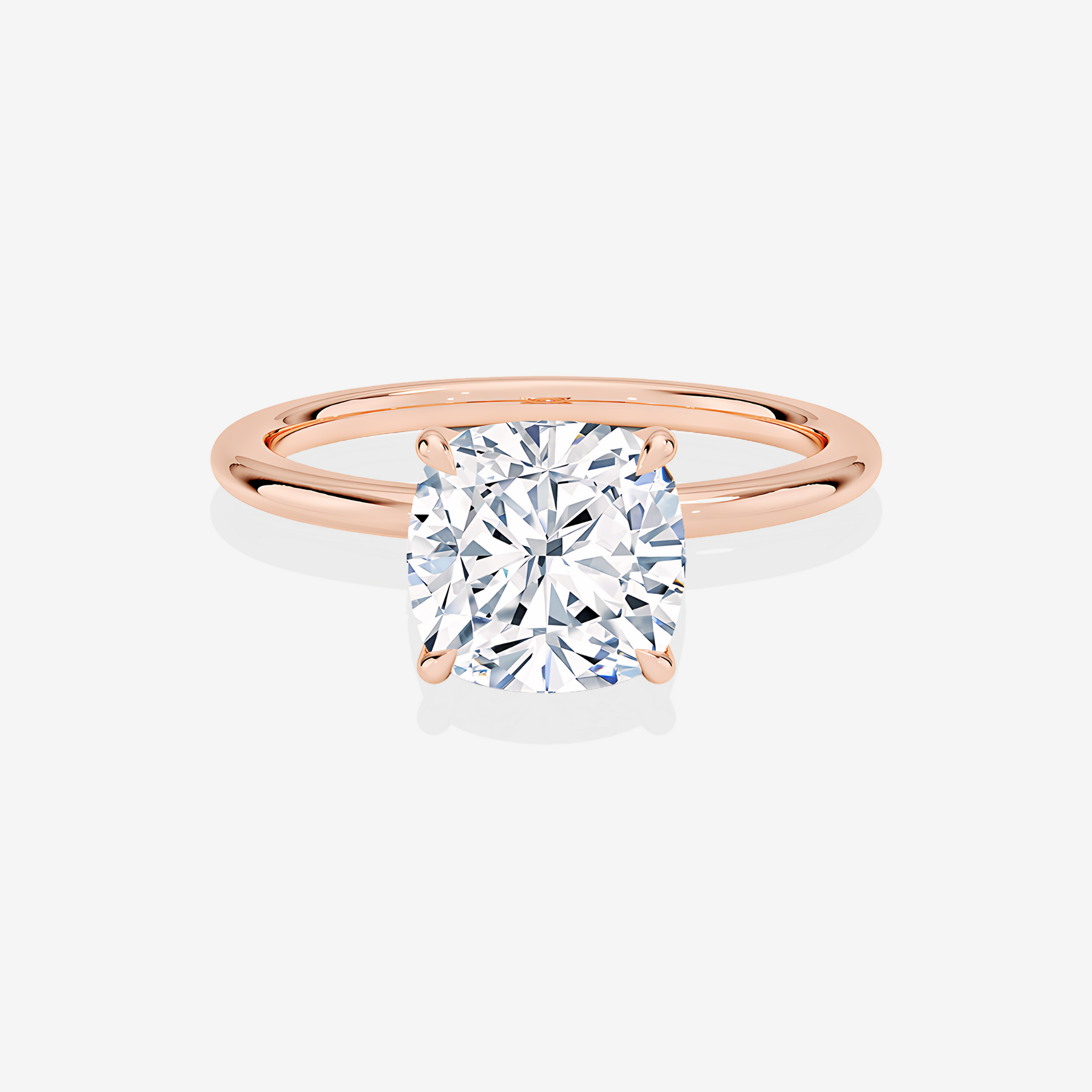 Buy Premium Cushion Cut Lab Grown Diamond Petite Solitaire Engagement 14k Gold Ring