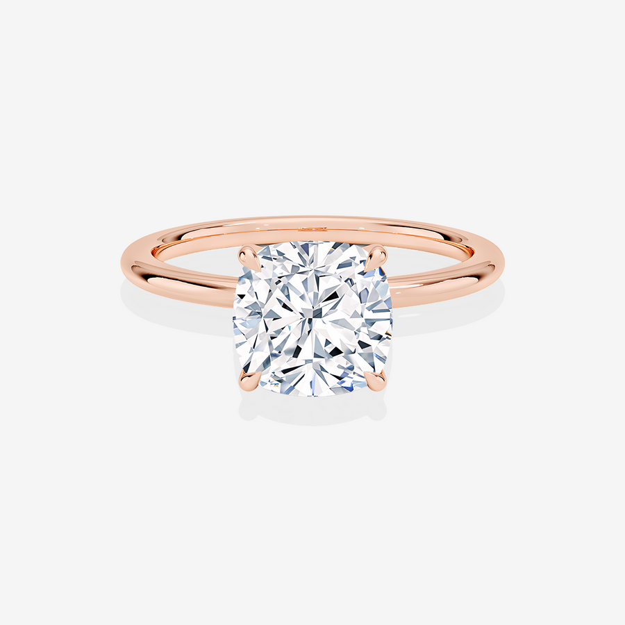 Buy Premium Cushion Cut Lab Grown Diamond Petite Solitaire Engagement 14k Gold Ring