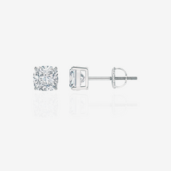 Buy Premium Cushion Cut Moissanite Diamond Certified Stud Sterling Silver Earrings