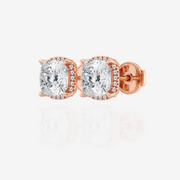 Buy Premium Cushion Cut Moissanite Diamond Halo 18k Gold Stud Earrings