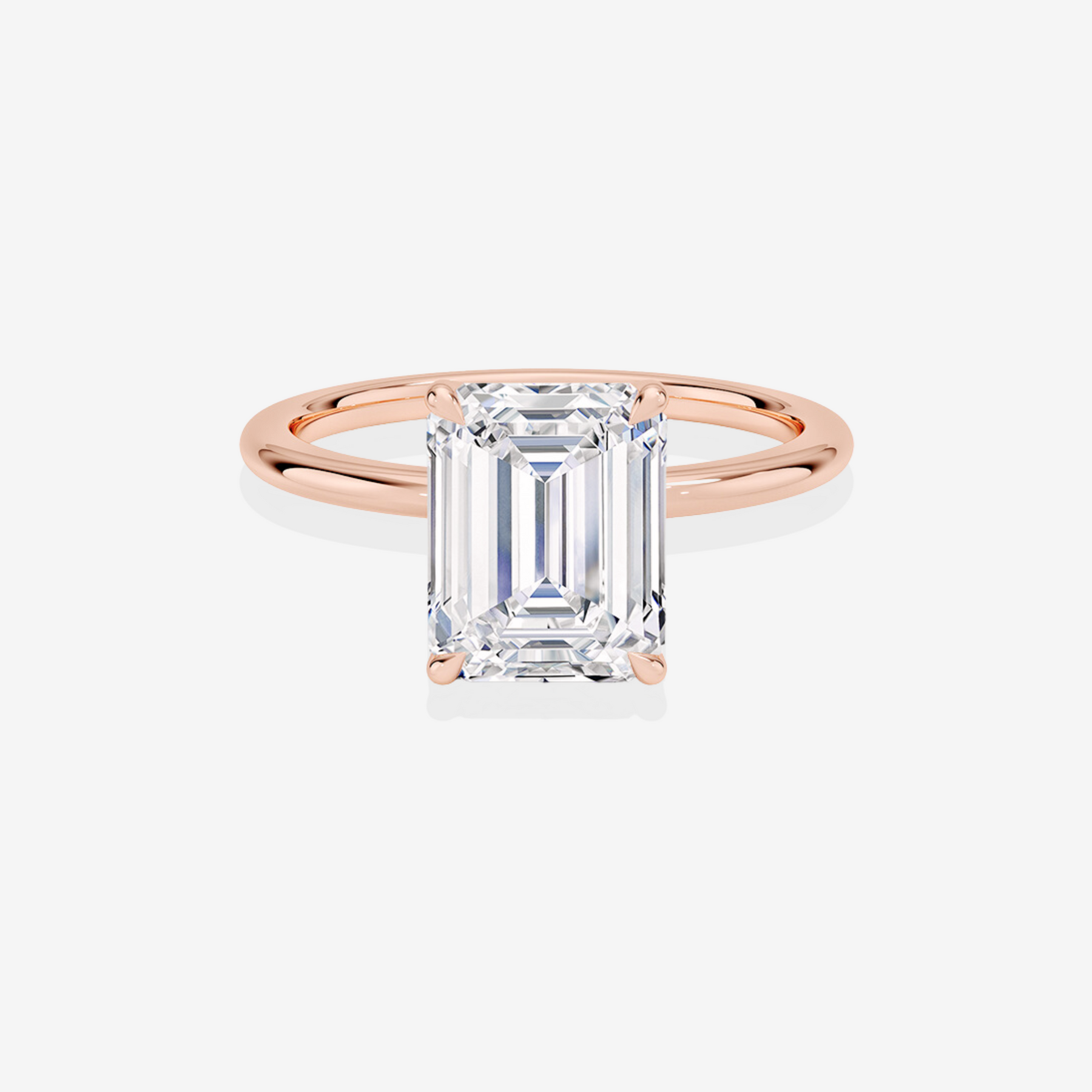 Buy Premium Emerald Cut Lab Grown Diamond Petite Solitaire Engagement 14k Gold Ring